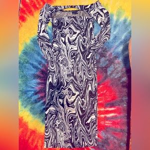 ASOS Black and White Print Long Sleeve Sweater Maxi Dress Size 10